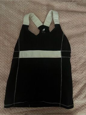 Joe Fresh Black Work Out Tank Top with White Contrast Band